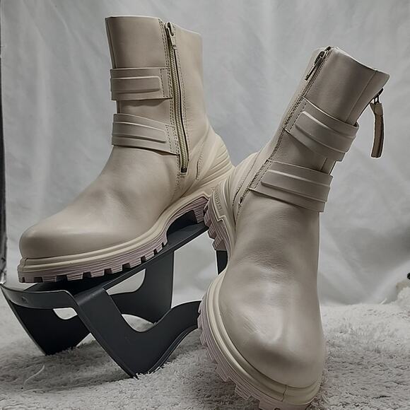 ECCO TREDTRAY COLOR LIMESTONE VELCRO STRAPS ZIPPER MOTO FASHION BOOT WOMEN'S 40 - Picture 16 of 16